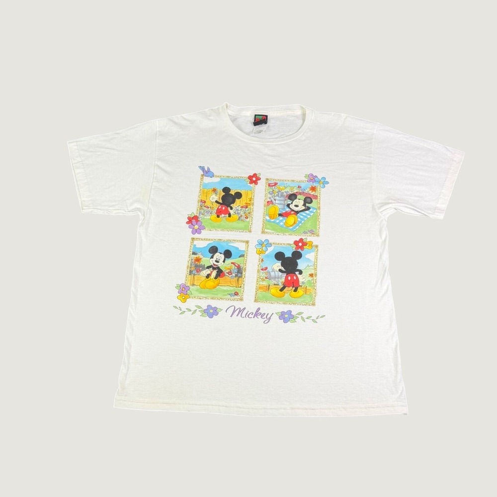 Vintage Mickey Unlimited Jerry Leigh Garden Graphic T-Shirt White Large Mens